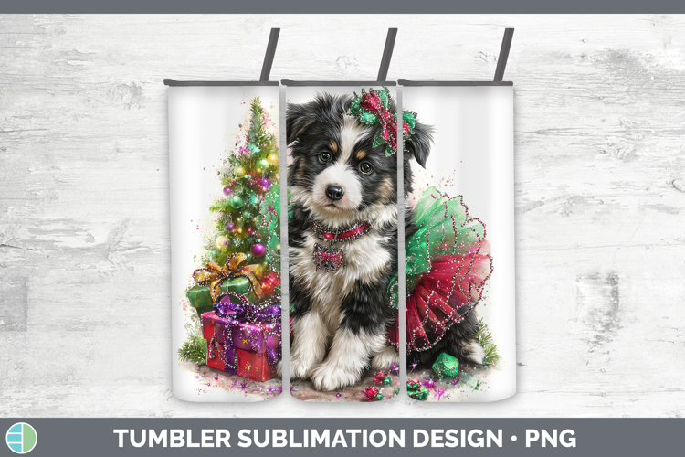 Border Collie Dogs 02 Cute Christmas Tumbler Sublimation Des
