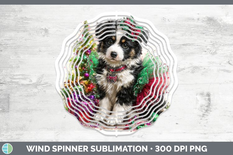Border Collie Dogs 02 Cute Christmas Wind Spinner Sublimatio