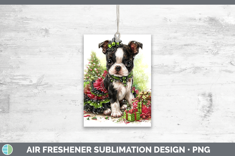 Boston Terrier Dogs 02 Cute Christmas Air Freshener Sublimat