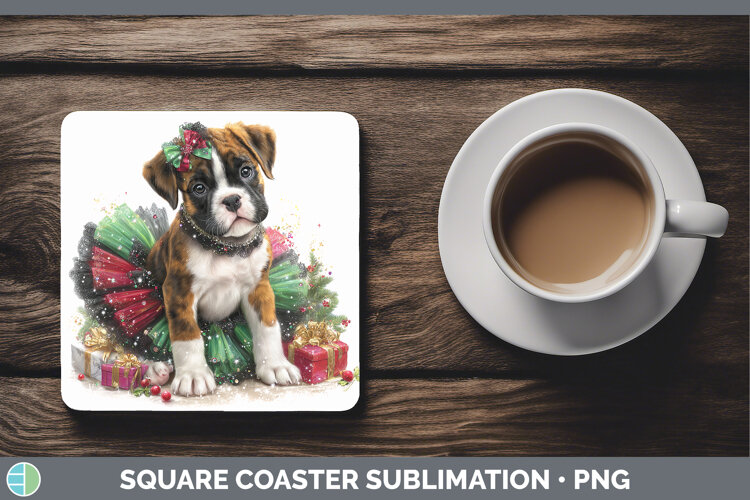 GorgeousDogs 02 Cute Christmas Square Coaster design.