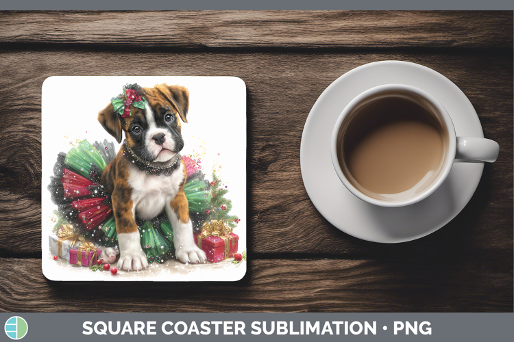 Boxer Dogs 02 Cute Christmas Square Coaster Sublimation Desi