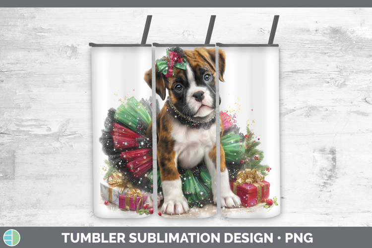 Boxer Dogs 02 Cute Christmas Tumbler Sublimation Design