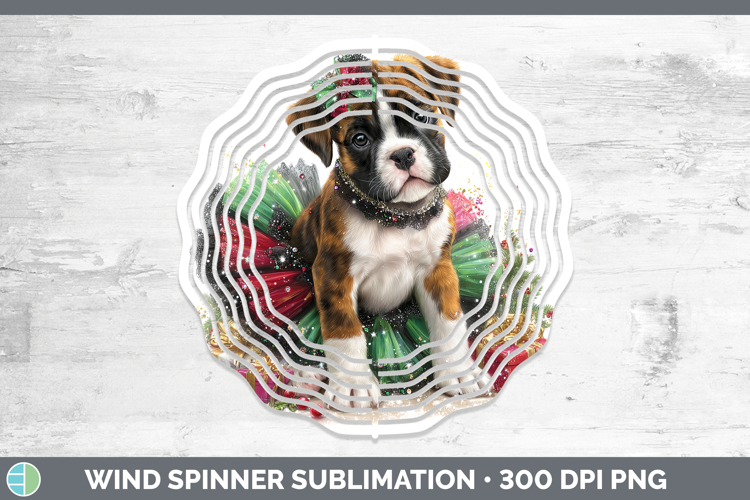 Boxer Dogs 02 Cute Christmas Wind Spinner Sublimation Design