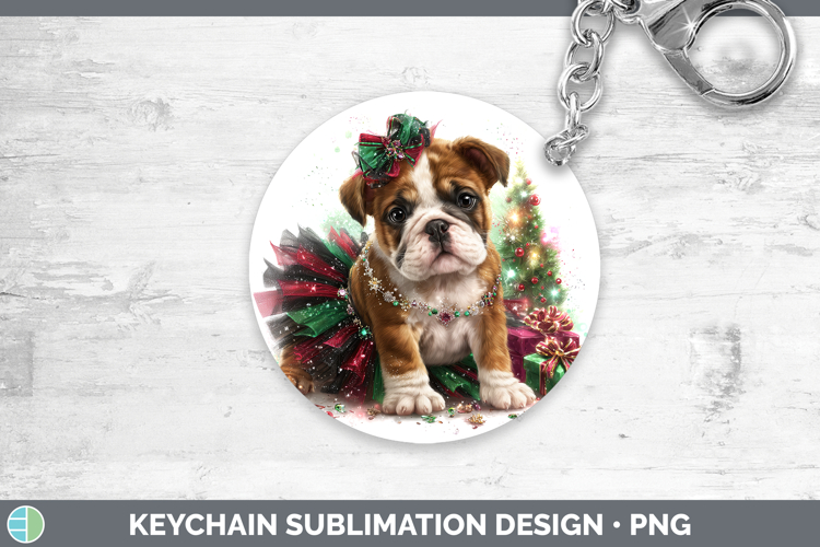 Bulldog Dogs 02 Cute Christmas Keychain Sublimation Design