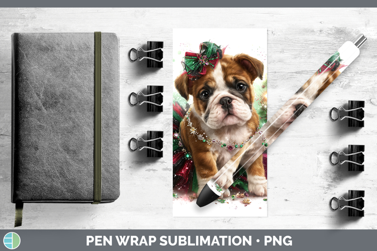 Bulldog Dogs 02 Cute Christmas Pen Wrap Sublimation Design