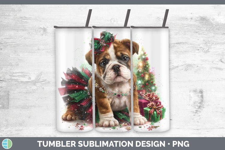 Bulldog Dogs 02 Cute Christmas Tumbler Sublimation Design