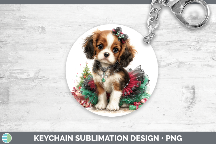 Cavalier King Charles Spaniel Dogs 02 Cute Christmas Keychai