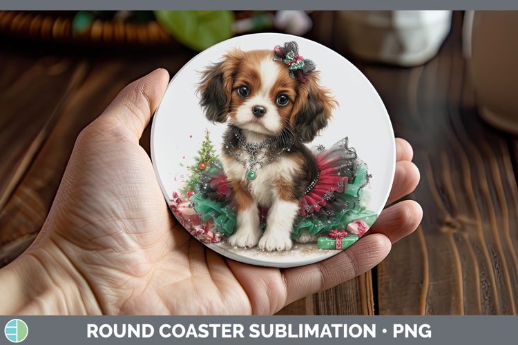 Cavalier King Charles Spaniel Dogs 02 Cute Christmas Round C