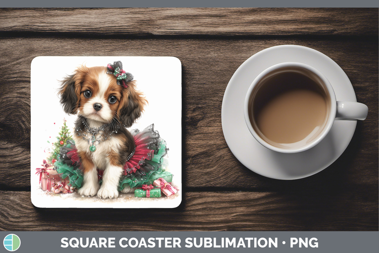 Cavalier King Charles Spaniel Dogs 02 Cute Christmas Square