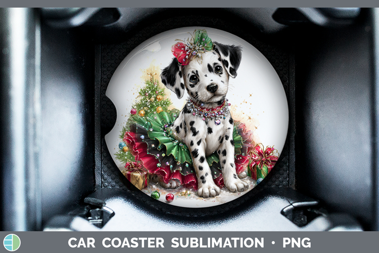 Dalmatian Dogs 02 Cute Christmas Car Coaster Sublimation Des