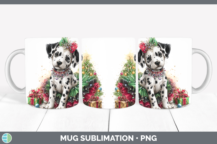 Dalmatian Dogs 02 Cute Christmas Mug Wrap Sublimation Design
