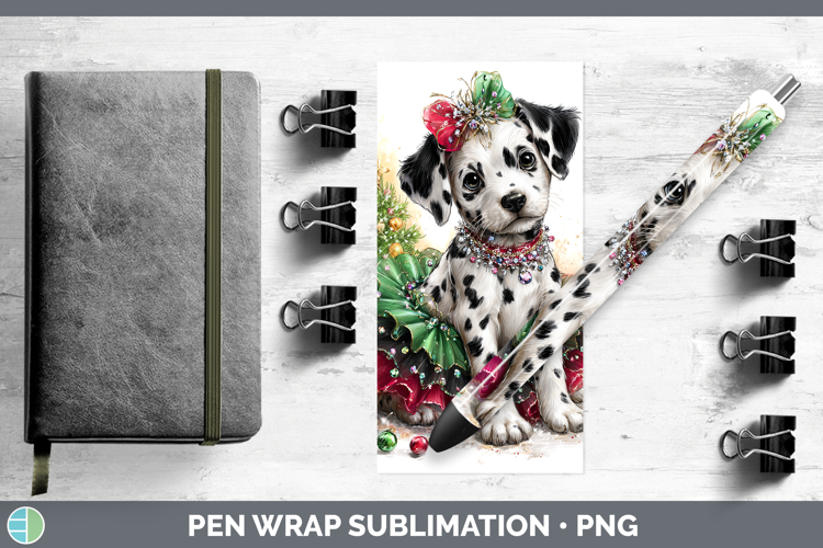 Dalmatian Dogs 02 Cute Christmas Pen Wrap Sublimation Design