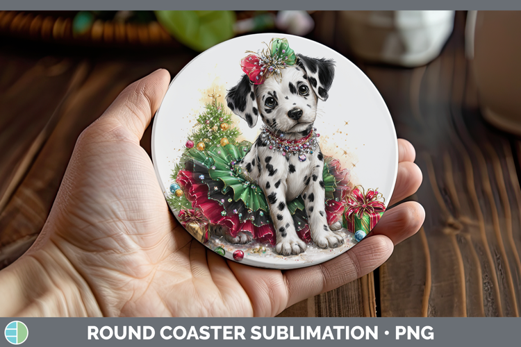 Dalmatian Dogs 02 Cute Christmas Round Coaster Sublimation D