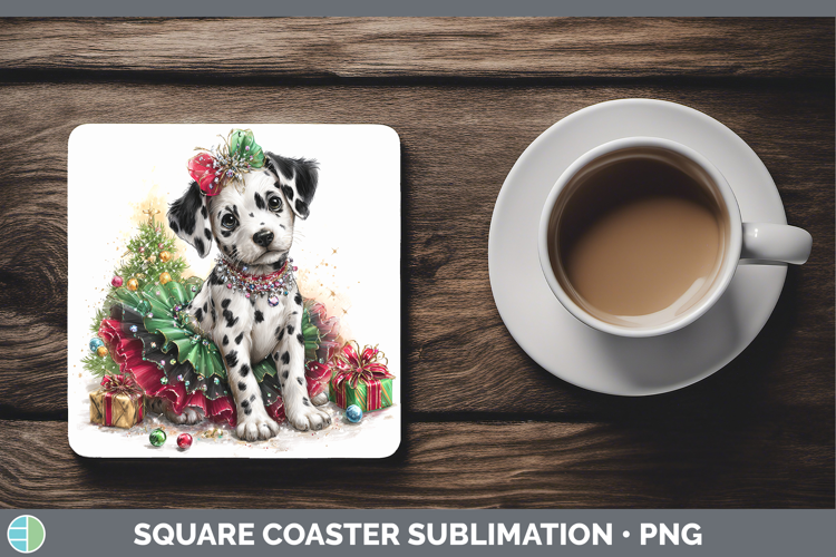 Dalmatian Dogs 02 Cute Christmas Square Coaster Sublimation