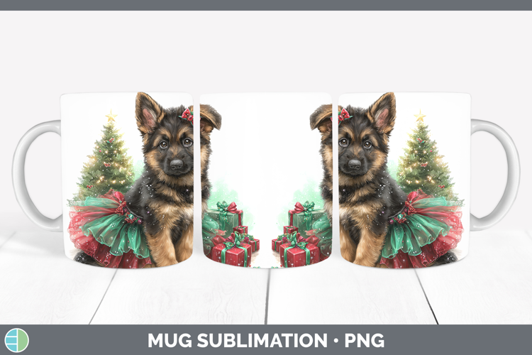 German Shepherd Dogs 02 Cute Christmas Mug Wrap Sublimation