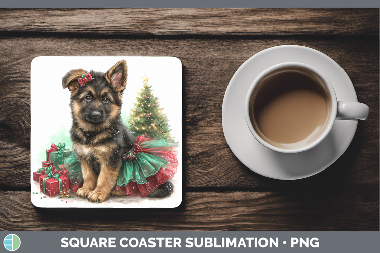 German Shepherd Dogs 02 Cute Christmas Square Coaster Sublim