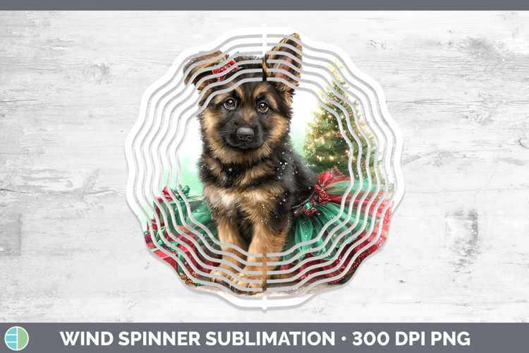 German Shepherd Dogs 02 Cute Christmas Wind Spinner Sublimat