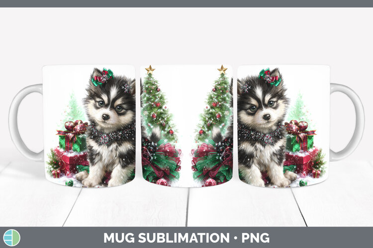 GorgeousDogs 02 Cute Christmas Mug Wrap design.