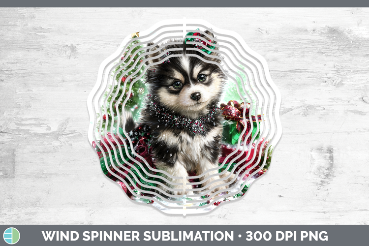 Husky Dogs 02 Cute Christmas Wind Spinner Sublimation Design