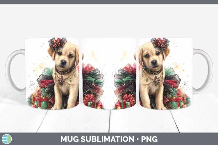 Labrador Retriever Dogs 02 Cute Christmas Mug Wrap Sublimati
