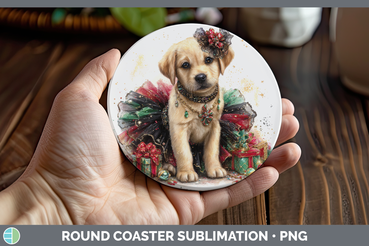 Labrador Retriever Dogs 02 Cute Christmas Round Coaster Subl