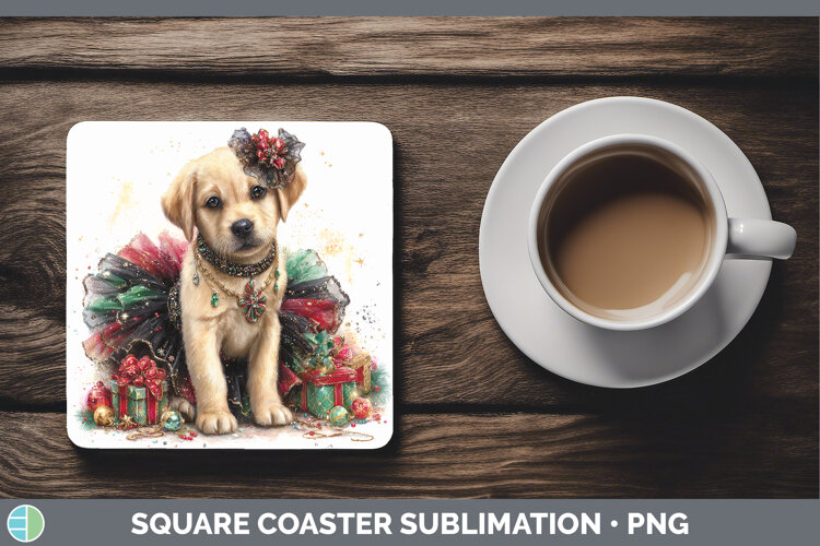 GorgeousDogs 02 Cute Christmas Square Coaster design.