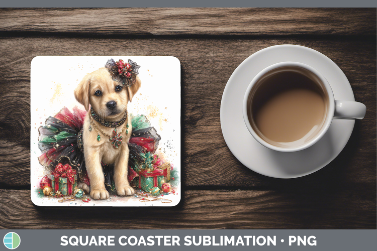 Labrador Retriever Dogs 02 Cute Christmas Square Coaster Sub