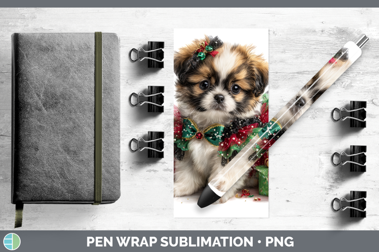 Pekingese Dogs 02 Cute Christmas Pen Wrap Sublimation Design