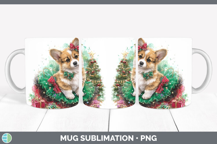 GorgeousDogs 02 Cute Christmas Mug Wrap design.