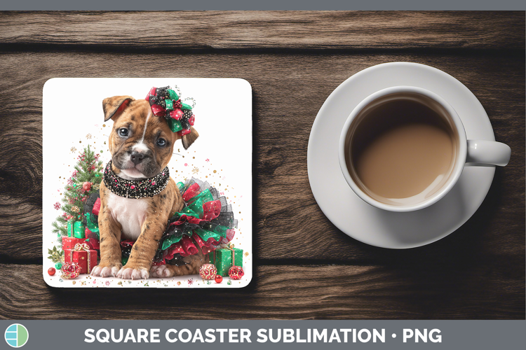 Pit Bull Dogs 02 Cute Christmas Square Coaster Sublimation D