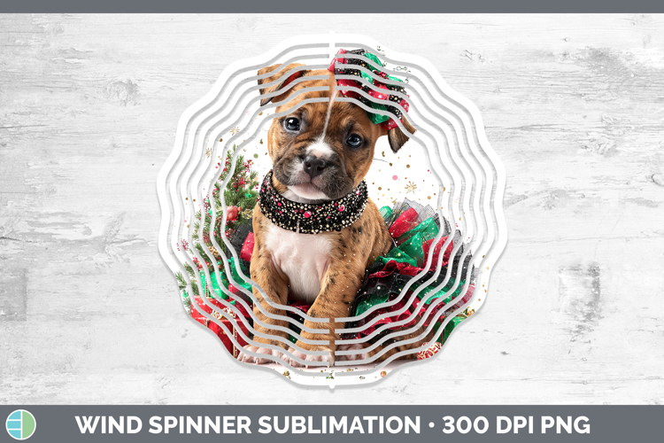 Pit Bull Dogs 02 Cute Christmas Wind Spinner Sublimation Des