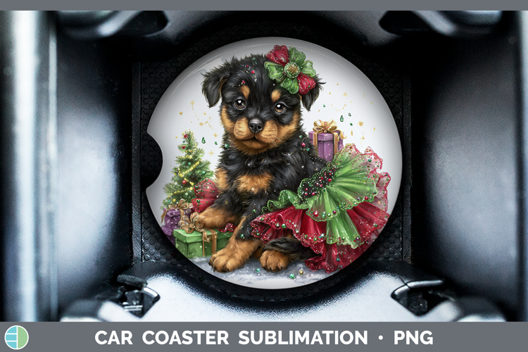 GorgeousDogs 02 Cute Christmas Car Coaster design.