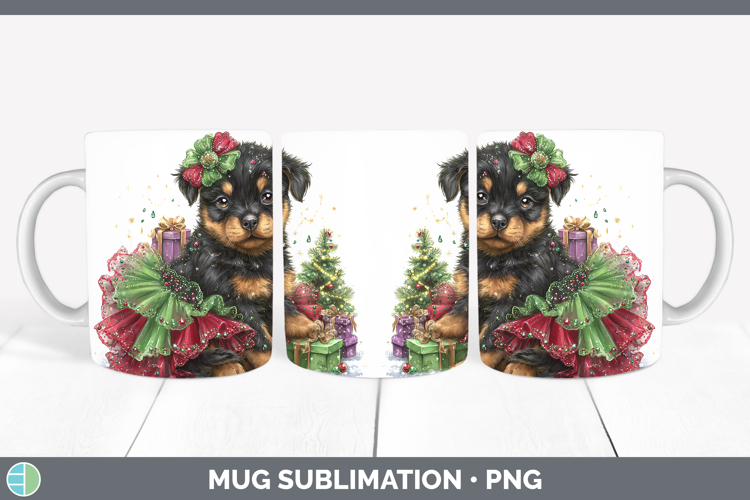 GorgeousDogs 02 Cute Christmas Mug Wrap design.