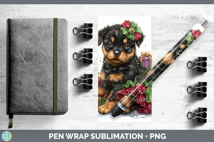Rottweiler Dogs 02 Cute Christmas Pen Wrap Sublimation Desig