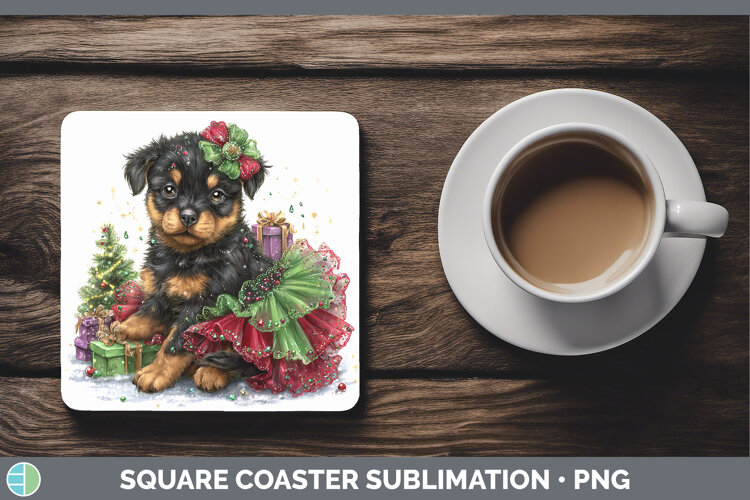 GorgeousDogs 02 Cute Christmas Square Coaster design.