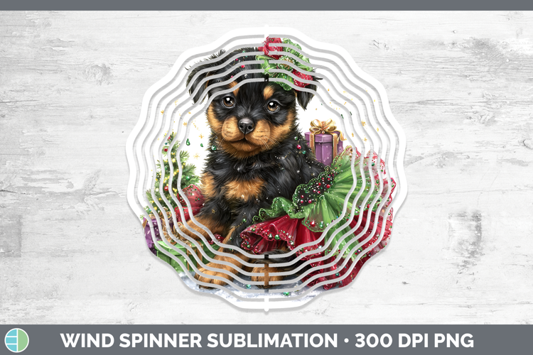 Rottweiler Dogs 02 Cute Christmas Wind Spinner Sublimation D