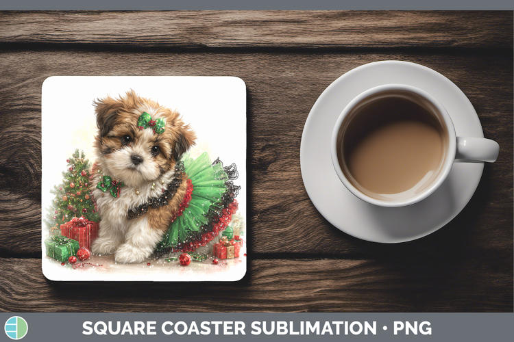 Shih Tzu Dogs 02 Cute Christmas Square Coaster Sublimation D
