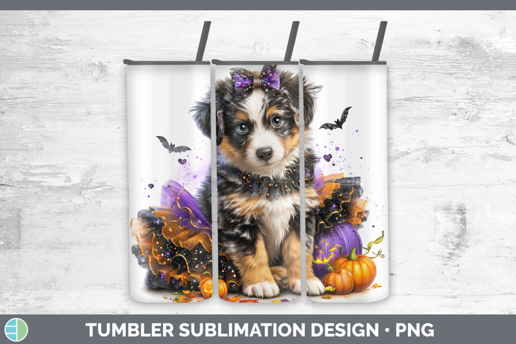 Dogs 02 Halloween Australian Shepherd Tumbler Sublimation 20