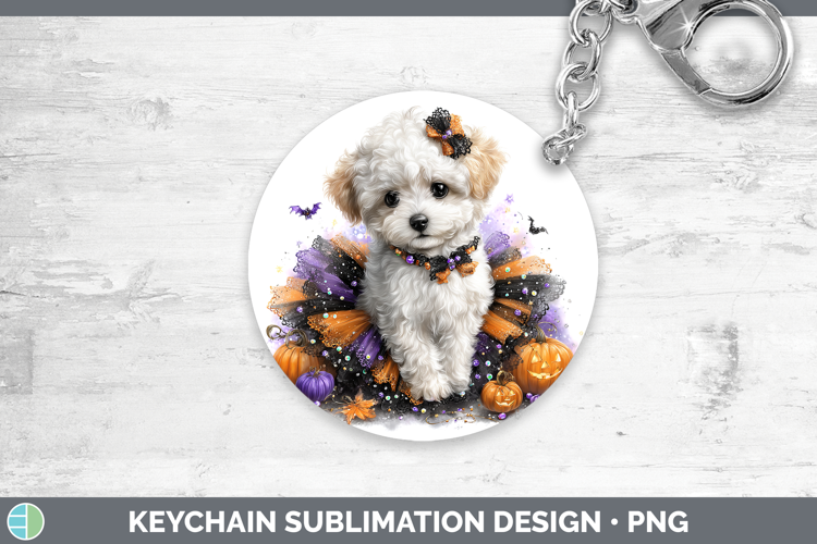 Dogs 02 Halloween Bichon Frise Keychain Sublimation Keyring