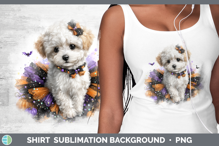 Dogs 02 Halloween Bichon Frise Shirt Sublimation Background