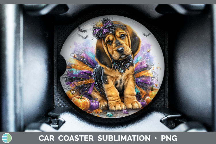 Dogs 02 Halloween Bloodhound Car Coaster Sublimation Design
