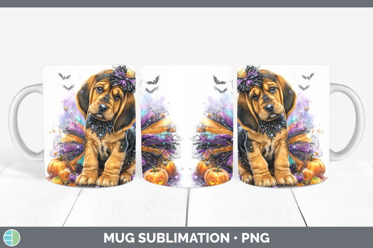Dogs 02 Halloween Bloodhound Mug Wrap Sublimation Coffee Cup