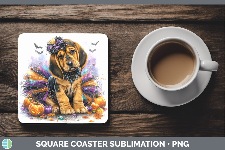 Dogs 02 Halloween Bloodhound Square Coaster Sublimation Coas