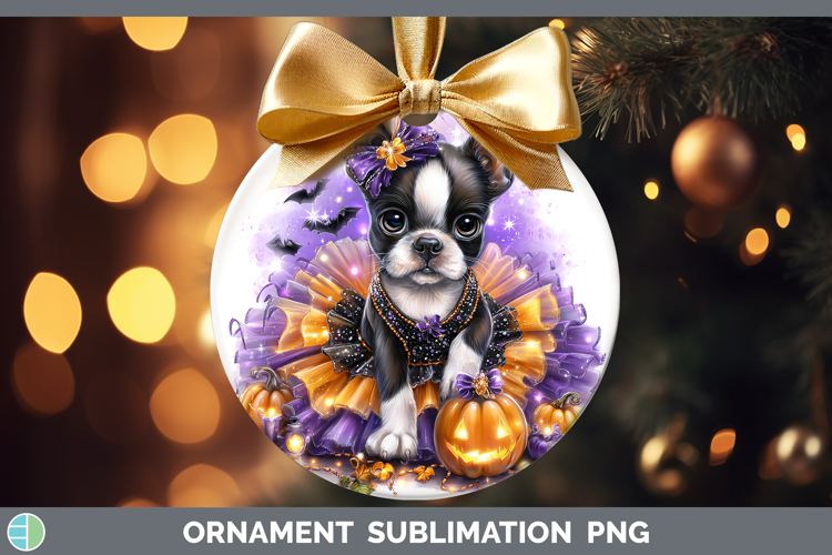 Dogs 02 Halloween Boston Terrier Ornament Sublimation Bauble