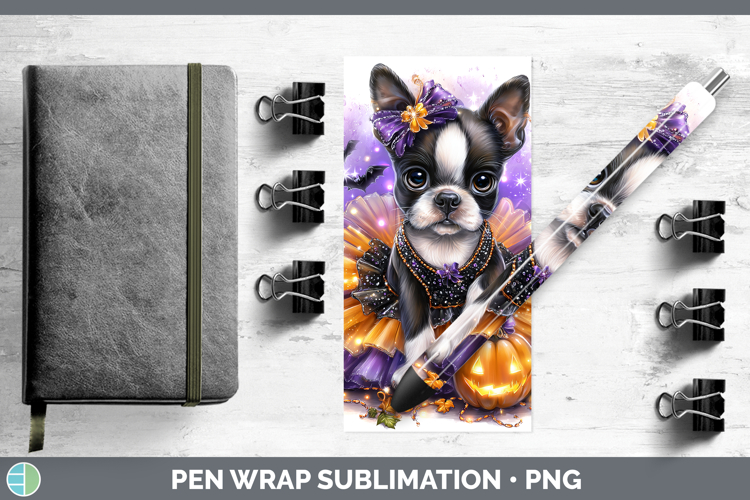 Dogs 02 Halloween Boston Terrier Pen Wrap Sublimation Pen De