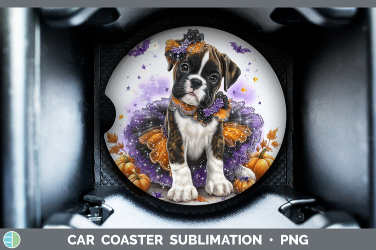 Dogs 02 Halloween Boxer Car Coaster Sublimation Designs