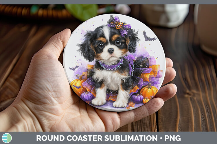 GorgeousDogs 02 Halloween Round Coaster design.