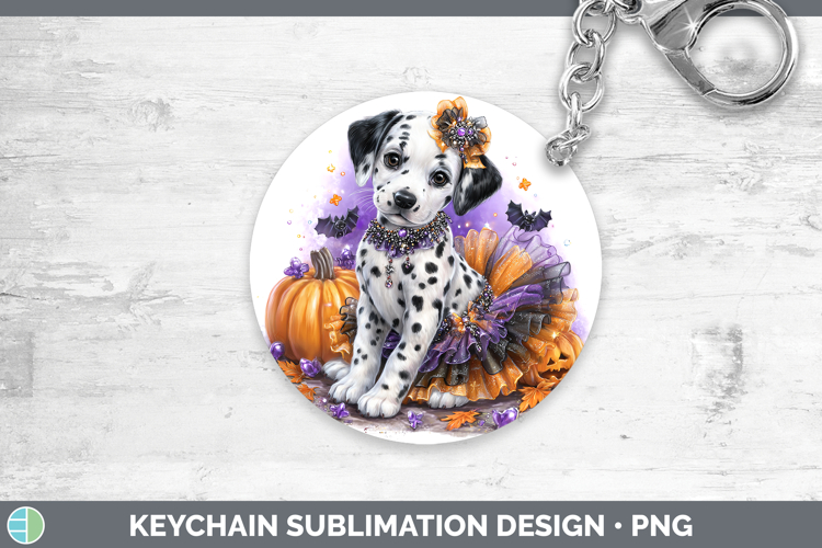 Dogs 02 Halloween Dalmatian Keychain Sublimation Keyring Des