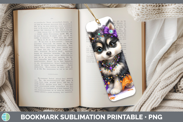 Dogs 02 Halloween Husky Bookmark Sublimation Printable Desig