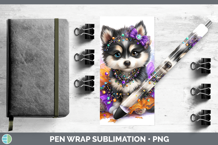 Dogs 02 Halloween Husky Pen Wrap Sublimation Pen Designs